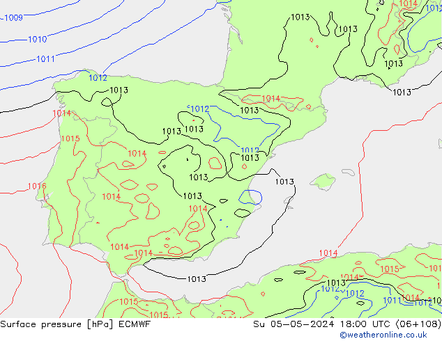 Surface pressure ECMWF Su 05.05.2024 18 UTC