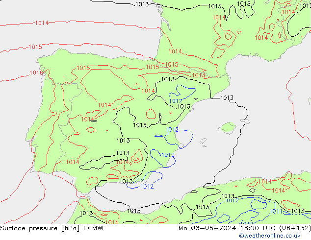 Atmosférický tlak ECMWF Po 06.05.2024 18 UTC