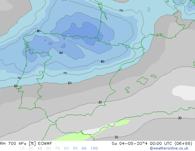 RH 700 hPa ECMWF Sáb 04.05.2024 00 UTC