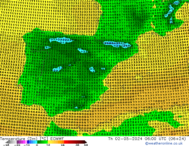 Temperature (2m) ECMWF Th 02.05.2024 06 UTC