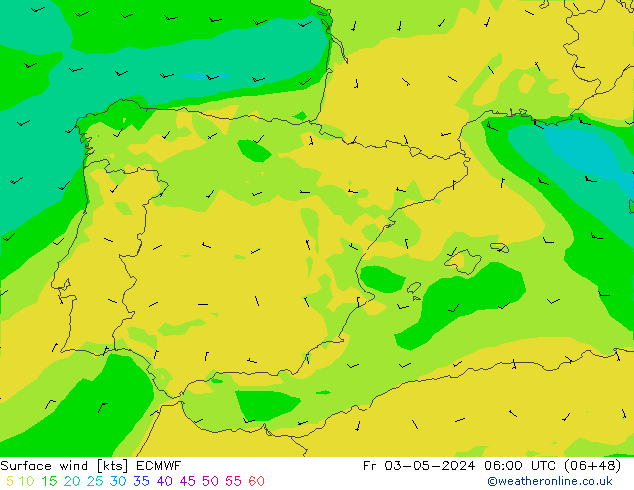 Surface wind ECMWF Fr 03.05.2024 06 UTC