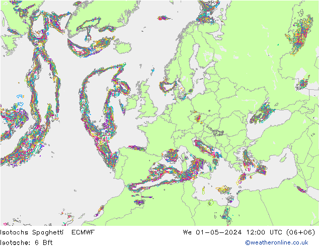 Isotachs Spaghetti ECMWF We 01.05.2024 12 UTC