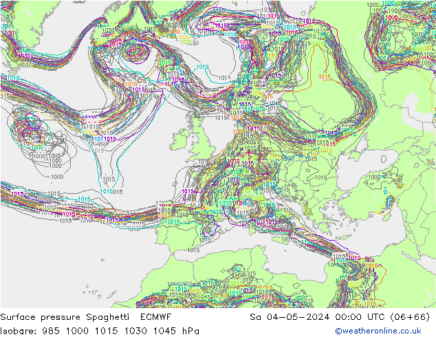 Bodendruck Spaghetti ECMWF Sa 04.05.2024 00 UTC