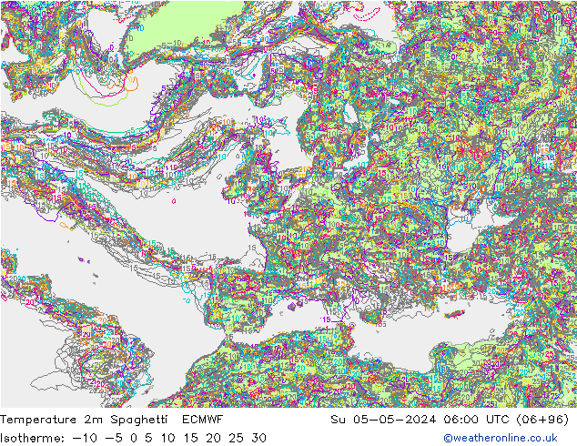 карта температуры Spaghetti ECMWF Вс 05.05.2024 06 UTC