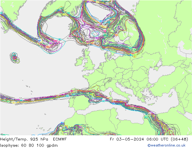 Height/Temp. 925 hPa ECMWF Fr 03.05.2024 06 UTC