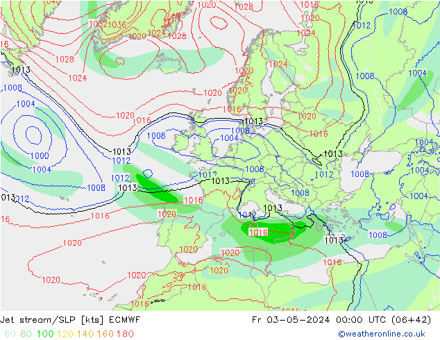 Jet stream/SLP ECMWF Fr 03.05.2024 00 UTC