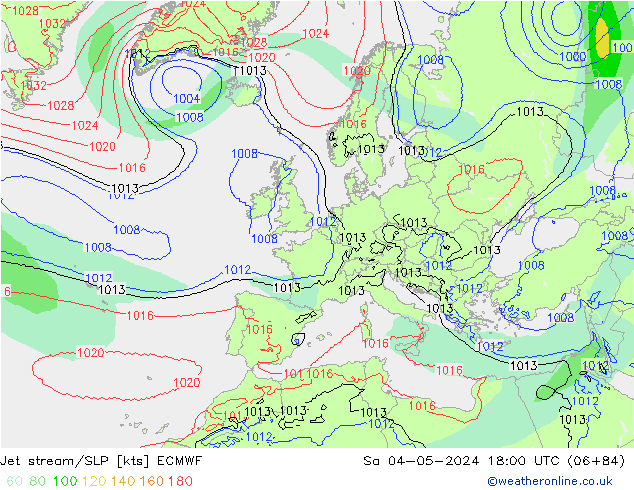 Polarjet/Bodendruck ECMWF Sa 04.05.2024 18 UTC