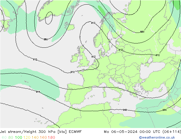 Prąd strumieniowy ECMWF pon. 06.05.2024 00 UTC