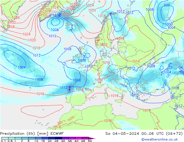 Nied. akkumuliert (6Std) ECMWF Sa 04.05.2024 06 UTC