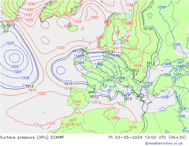 Bodendruck ECMWF Do 02.05.2024 12 UTC