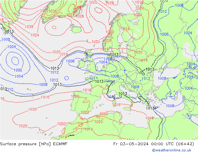 Surface pressure ECMWF Fr 03.05.2024 00 UTC