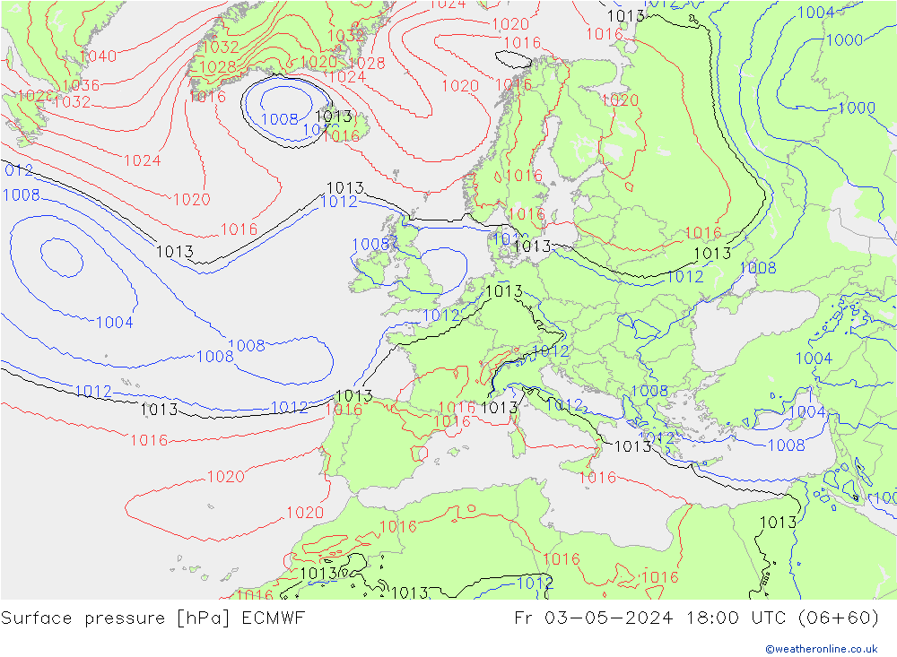 Bodendruck ECMWF Fr 03.05.2024 18 UTC