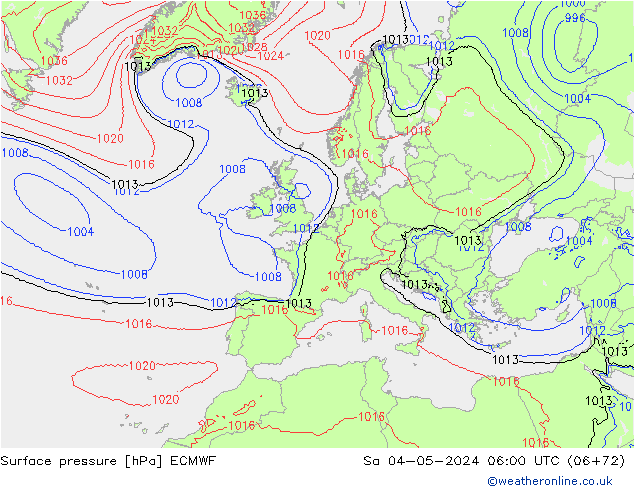 приземное давление ECMWF сб 04.05.2024 06 UTC