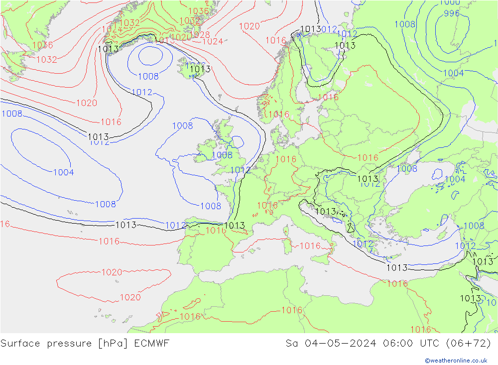 Bodendruck ECMWF Sa 04.05.2024 06 UTC