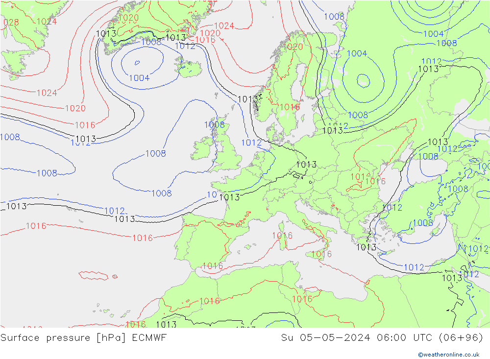 Surface pressure ECMWF Su 05.05.2024 06 UTC