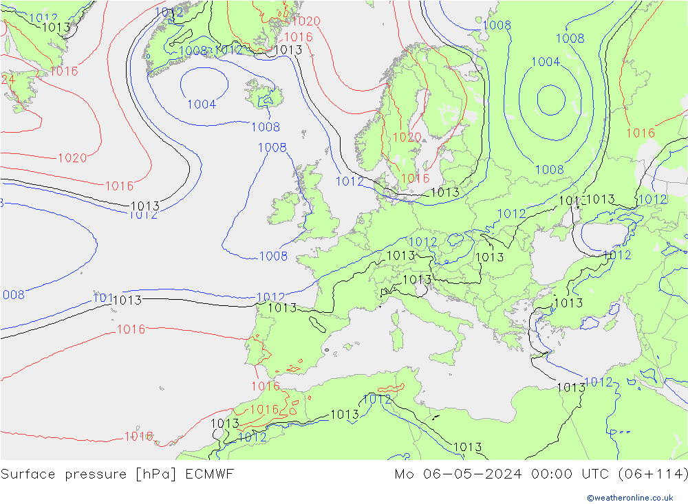 Bodendruck ECMWF Mo 06.05.2024 00 UTC