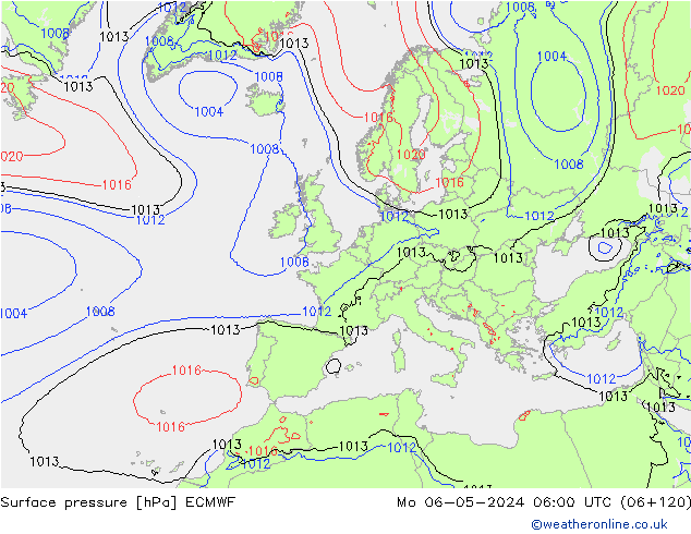 Surface pressure ECMWF Mo 06.05.2024 06 UTC