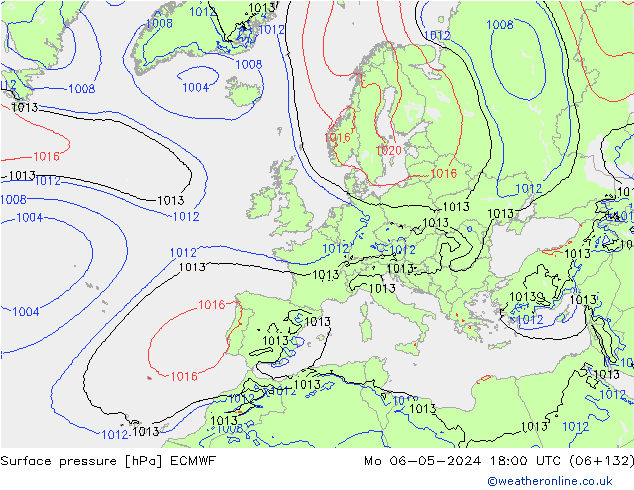 Atmosférický tlak ECMWF Po 06.05.2024 18 UTC