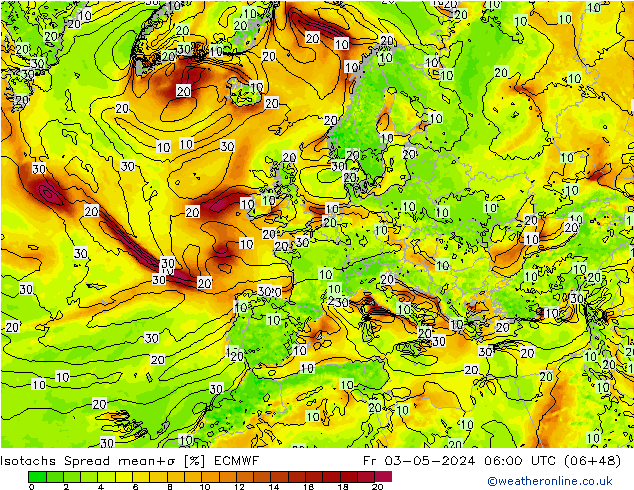 Izotacha Spread ECMWF pt. 03.05.2024 06 UTC