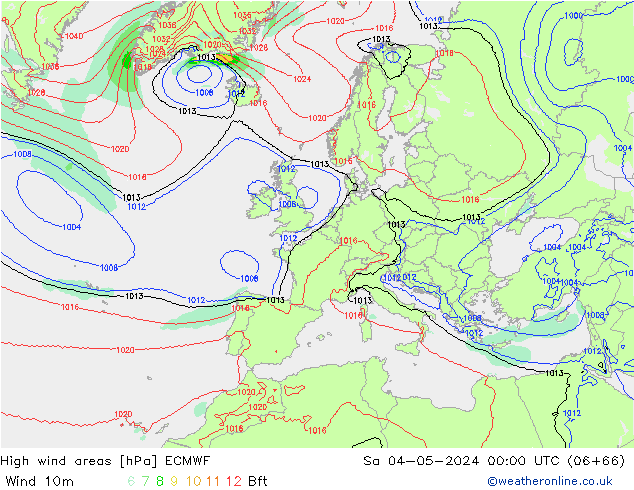 High wind areas ECMWF sam 04.05.2024 00 UTC