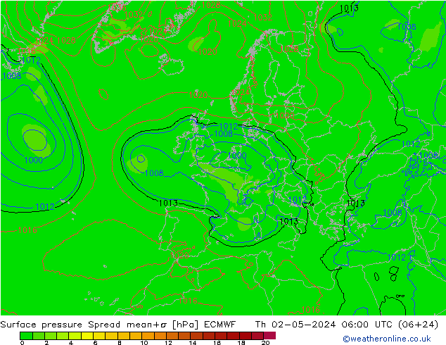 Bodendruck Spread ECMWF Do 02.05.2024 06 UTC