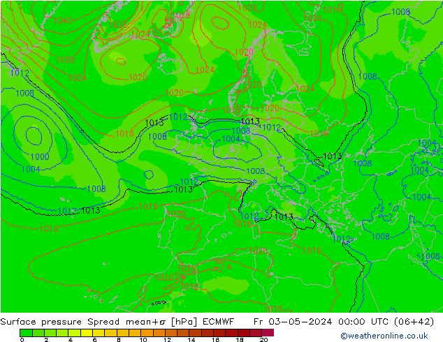 приземное давление Spread ECMWF пт 03.05.2024 00 UTC