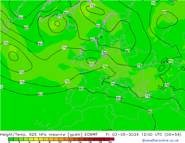 Height/Temp. 925 hPa ECMWF Fr 03.05.2024 12 UTC