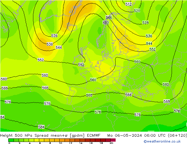 Height 500 hPa Spread ECMWF Mo 06.05.2024 06 UTC