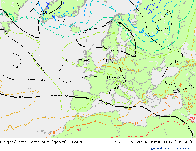 Height/Temp. 850 hPa ECMWF Fr 03.05.2024 00 UTC