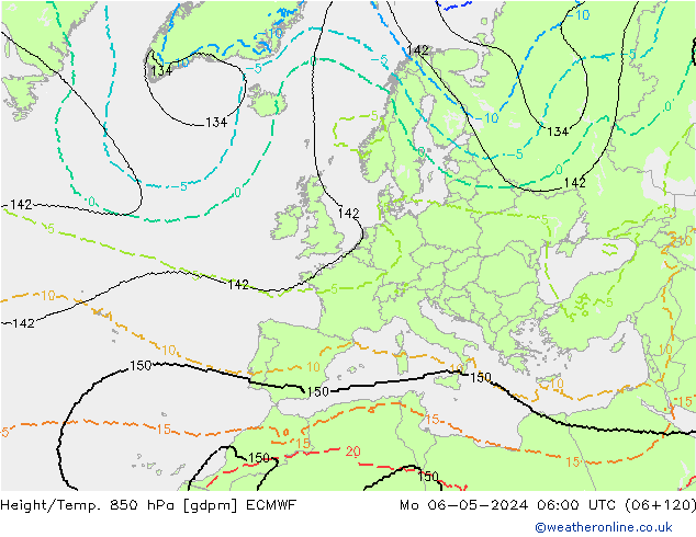 Height/Temp. 850 hPa ECMWF Mo 06.05.2024 06 UTC