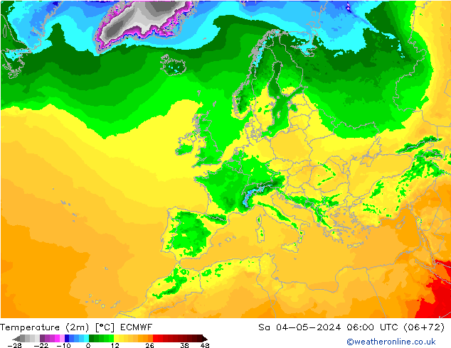 Temperaturkarte (2m) ECMWF Sa 04.05.2024 06 UTC