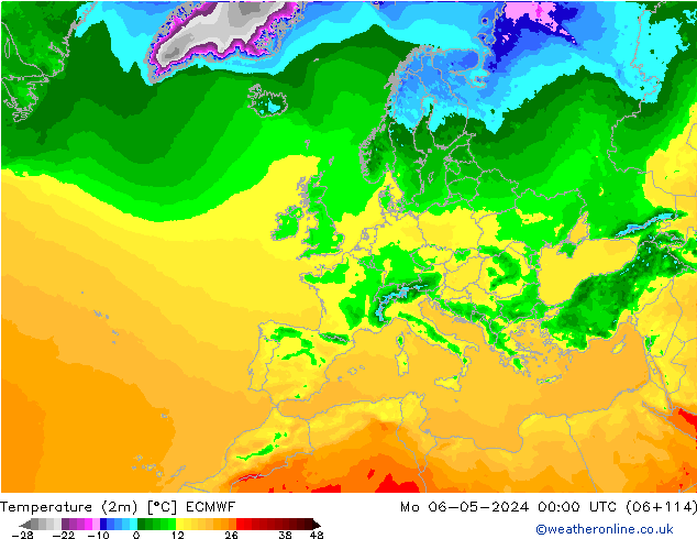 Temperature (2m) ECMWF Mo 06.05.2024 00 UTC