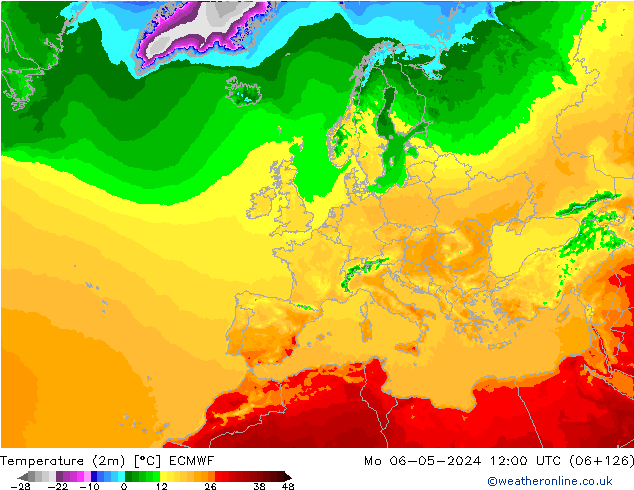 карта температуры ECMWF пн 06.05.2024 12 UTC