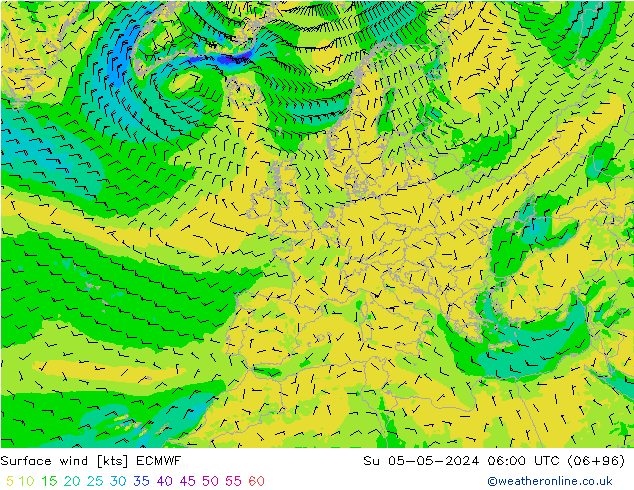 Bodenwind ECMWF So 05.05.2024 06 UTC