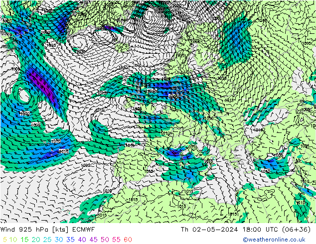 Wind 925 hPa ECMWF Do 02.05.2024 18 UTC