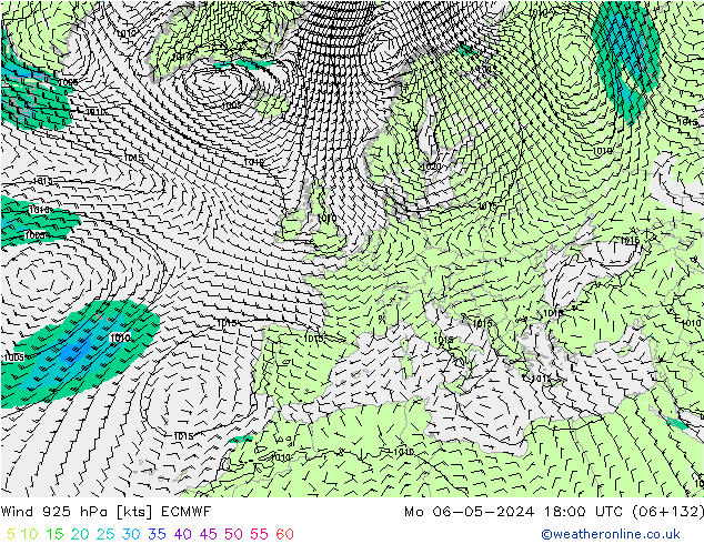 Vento 925 hPa ECMWF Seg 06.05.2024 18 UTC