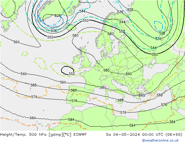 Yükseklik/Sıc. 500 hPa ECMWF Cts 04.05.2024 00 UTC