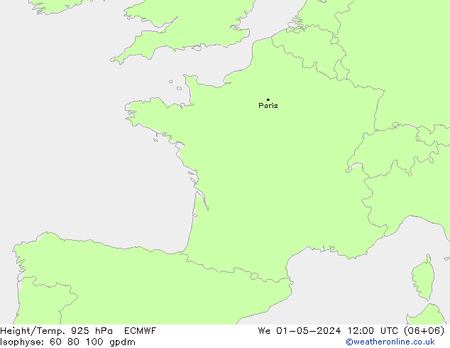 Height/Temp. 925 hPa ECMWF St 01.05.2024 12 UTC
