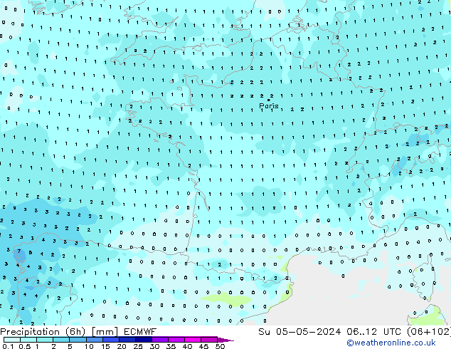 Precipitação (6h) ECMWF Dom 05.05.2024 12 UTC