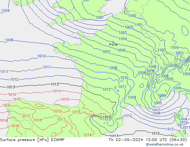 приземное давление ECMWF чт 02.05.2024 12 UTC