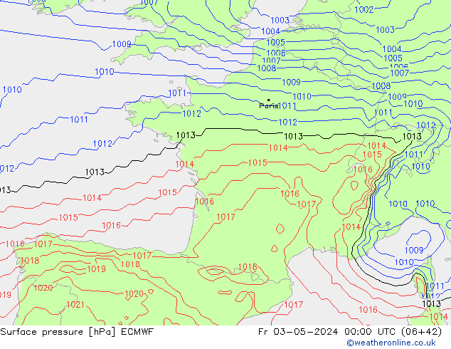 Surface pressure ECMWF Fr 03.05.2024 00 UTC