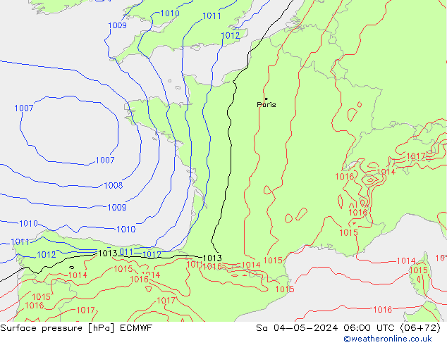 pressão do solo ECMWF Sáb 04.05.2024 06 UTC