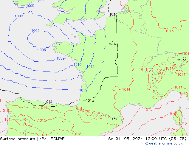 Surface pressure ECMWF Sa 04.05.2024 12 UTC