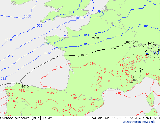 Luchtdruk (Grond) ECMWF zo 05.05.2024 12 UTC