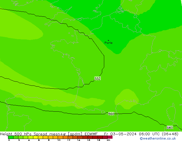 Height 500 hPa Spread ECMWF Fr 03.05.2024 06 UTC