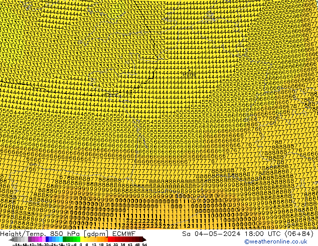 Height/Temp. 850 hPa ECMWF Sa 04.05.2024 18 UTC