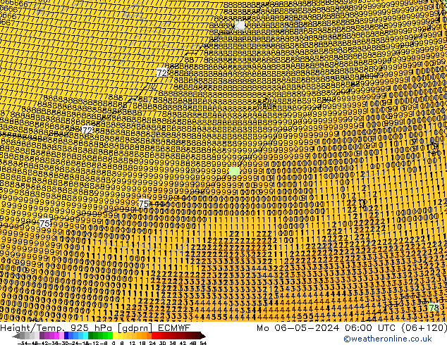 Hoogte/Temp. 925 hPa ECMWF ma 06.05.2024 06 UTC