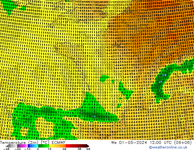 Temperaturkarte (2m) ECMWF Mi 01.05.2024 12 UTC