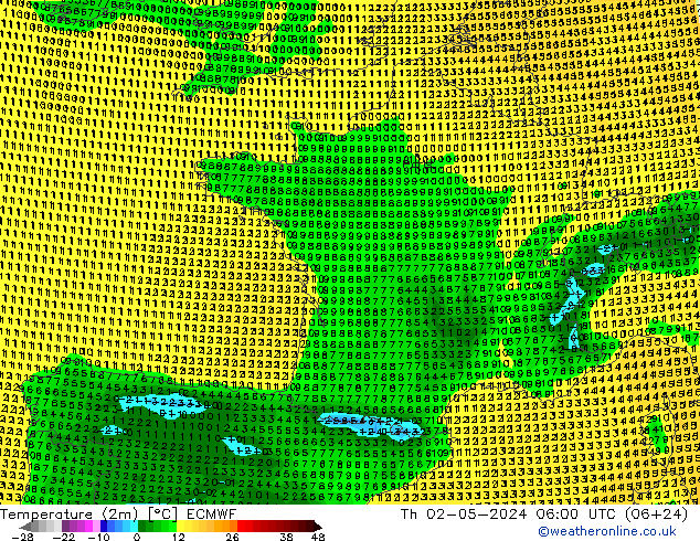 Temperaturkarte (2m) ECMWF Do 02.05.2024 06 UTC