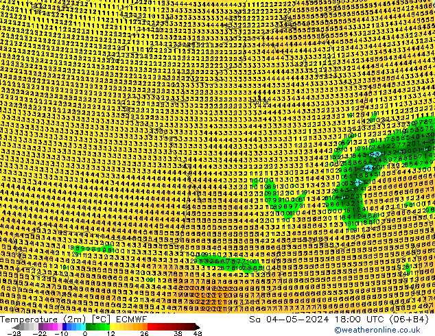 Temperature (2m) ECMWF Sa 04.05.2024 18 UTC